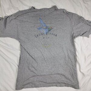 Tommy Bahama Mens Large Gray Graphic T Shirt Short Sleeve Casual Vacation